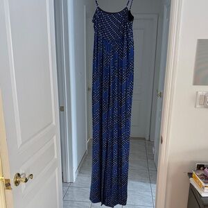 Blue Polka Dot Maxi Jumpsuit